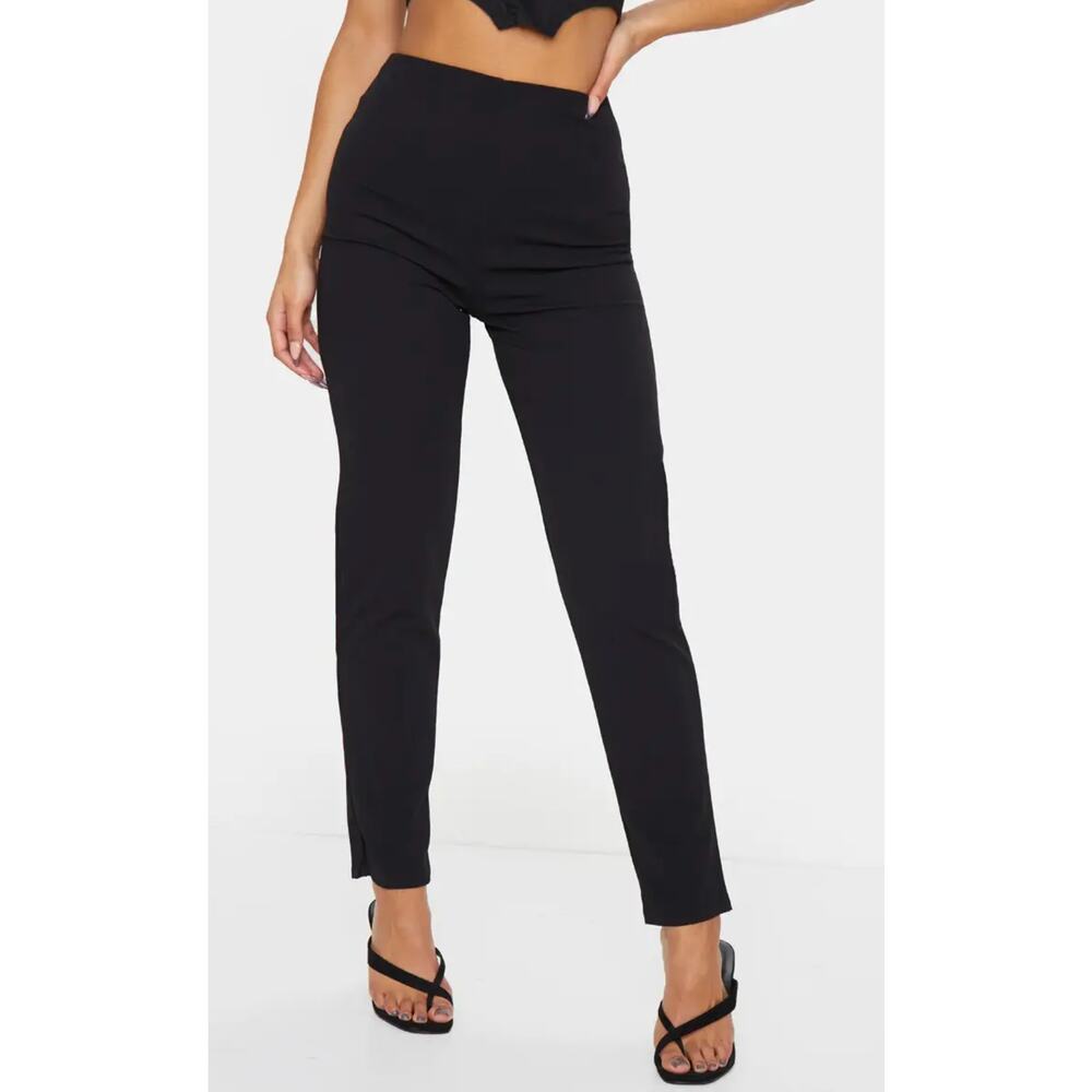 PrettyLittleThing Black Slim Leg Crepe Trousers Size 10 CLV5209